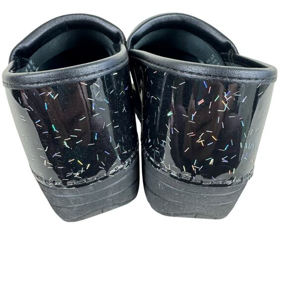 Dansko XP 2.0 Patent Leather Black Colorful Confetti Sparkle Slip On Clogs 37 7 - Picture 5 of 7